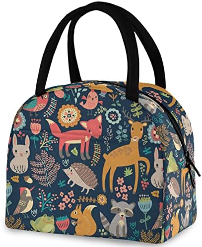  Abstract Giraffes Pattern Reusable Lunch Tote Bag With Front Pocket Zipper Closure Insulated Thermal Cooler Container Bag For Man Women Work Picnic Travel Beach Fishing