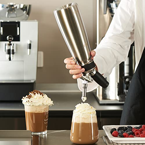  CURTA Professional Whipped Cream Dispenser, 18-8 Stainless Steel Food Grade Cream Whipper, Cream Maker With 3 Decorating Stainless Steel Nozzles, 500ml / 1 Pint Canister, N2O Chargers (Not Included)