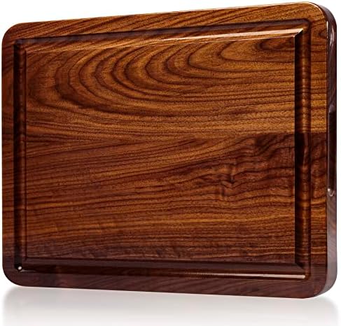  Large Acacia Wood Cutting Board, Butcher Block, Cheese Board With Juice Groove And Cracker Well - 17x13x1.25 Inch