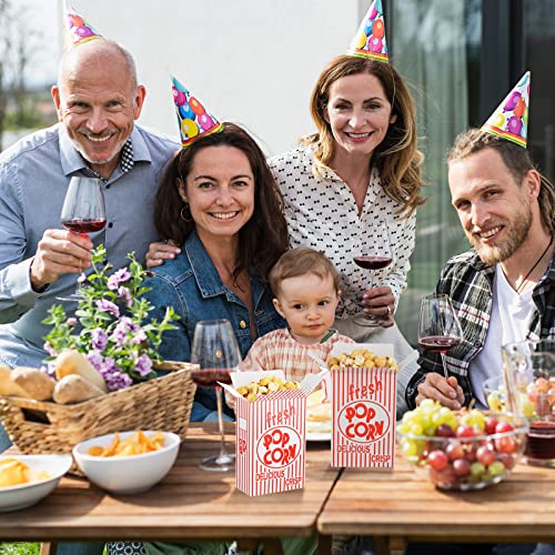  Riosy 200 Pieces Popcorn Boxes Red And White Popcorn Containers Bulk Close Top Paper Popcorn Box Party Favor For Movie Parties And Theater Night, 6 X 4 X 2 Inch