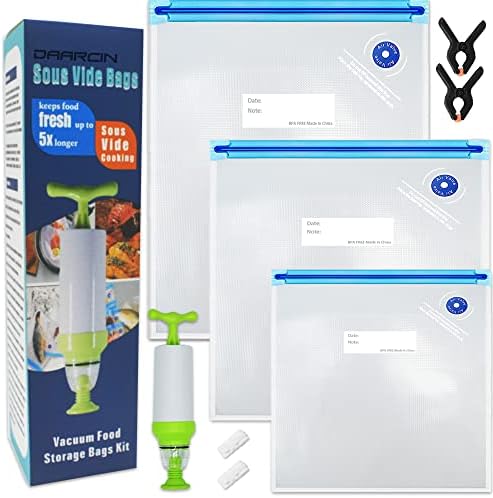  Sous Vide Bags 20pcs 8.3x8.7in/21x22cm BPA Free Reusable Vacuum Sealer Bags Keep Food Fresh