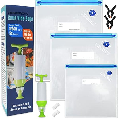  Sous Vide Bags 20pcs 8.3x8.7in/21x22cm BPA Free Reusable Vacuum Sealer Bags Keep Food Fresh