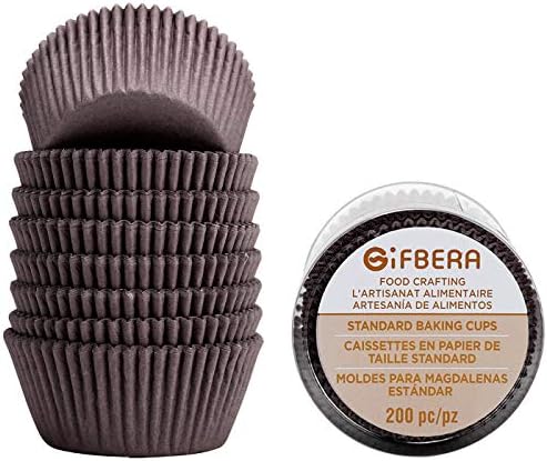  Fbera Natural Odorless Cupcake Liners Standard Greaseproof Paper Muffin Baking Cups 200-Count, Natural Color