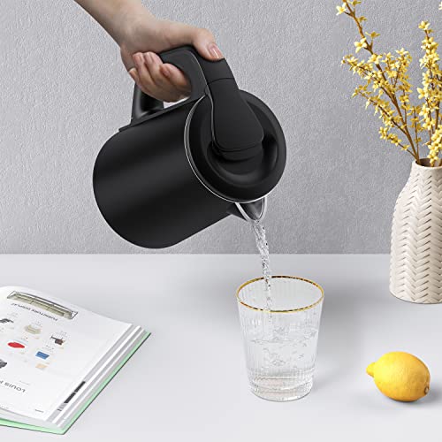  Small Electric Kettle, Portable Kettle With 304 Stainless Steel Travel Kettle 27oz/0.8L Electric Tea Kettle For Business Trip, Small Electric Kettle With Auto Shut-Off (black)