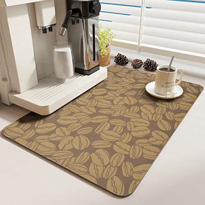  -Coffee Mat-Coffee Bar Accessories-Absorbent Stain Resistant Drying Mat Fit Under Coffee Maker Machine Coffee Pot Tray Espresso Machine-Coffee Station Accessories And Decor-12”x19”