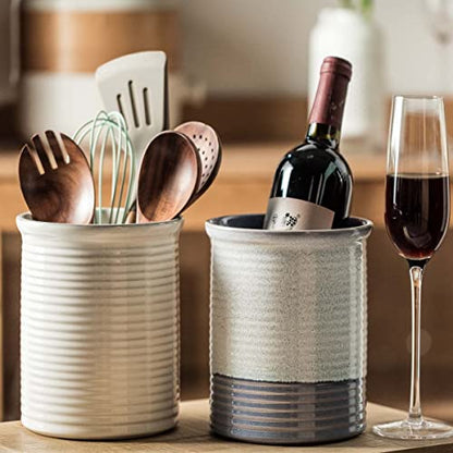  Tensil Holder For Countertop, Cooking Utensil Holder, Large Utensil Crock Stoneware Utensil Holder For Kitchen Counter Perfect For Utensil Starw Or Any Size Kitchen Accessories Framhouse Style