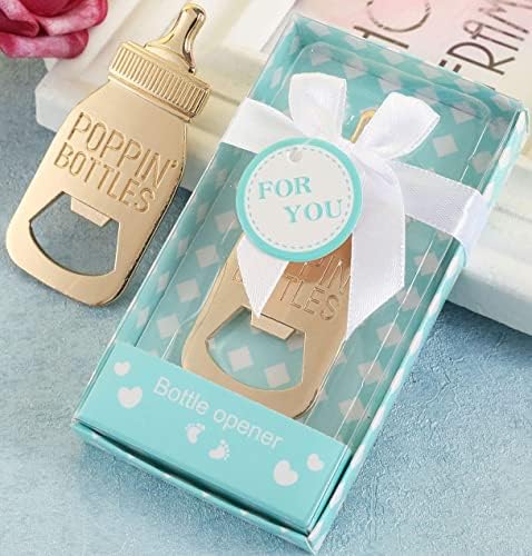  12pcs Bottle Opener Baby Shower Favor For Guest,Rose Gold Feeding Bottle Opener Wedding Favors Baby Shower Giveaways Gift To Guest, Party Favors Gift & Party Decorations Supplies (Blue, 12)