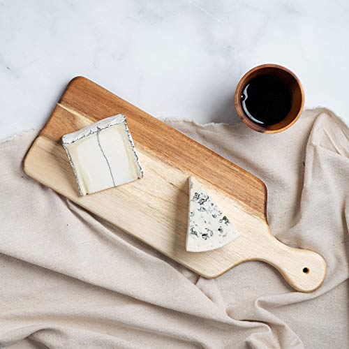  Villa Acacia Wooden Cutting Board - 17 X 6 Inch Wood Board Serving Tray For Bread And Cheese With Handle - Decorative Charcuterie Boards For New Home, Wedding Gift