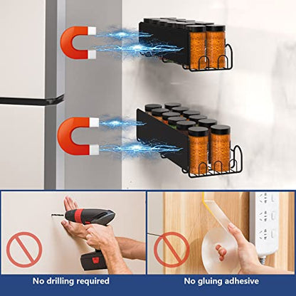  YGMMGY Magnetic Spice Rack Organizer, Spice Organizer Magnetic Shelf, Magnetic Spice Rack For Refrigerator