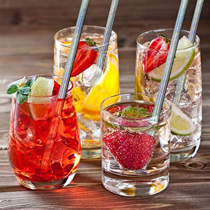  100-Pack Extra Durable Iridescent Paper Straws Biodegradable- Premium Eco-Friendly Paper Straws Bulk- Drinking Straws For Juices, Restaurants And Party Supplies, 7.7" (Silver, 100ct)