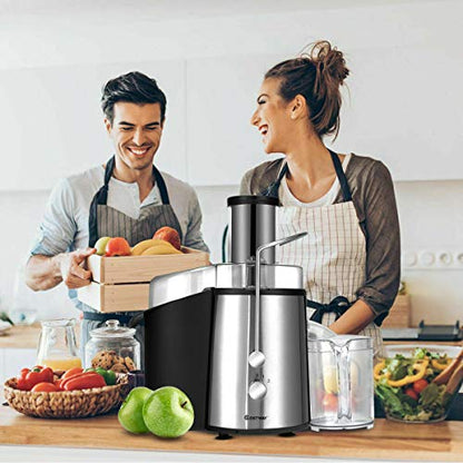  Juice Extractor, 75MM Wide Mouth Stainless Steel Juicer Machines, 2-Speed Setting High Speed Masticating Juicer Machine For Fruits And Vegetable With Slag Pot And Juice Jug, BPA-Free