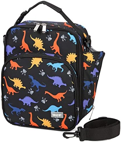  Lunch Boxes Bag For Kids, Insulated Lunchbox Reusable Containers For Boys With Detachable Shoulder Strap For School Blue Dinosaur
