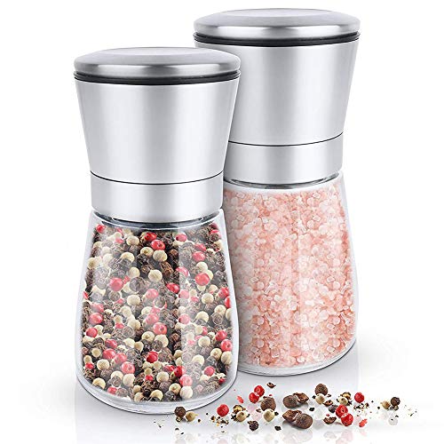  Heaven2017 Spices Salt Pepper Mill Glass Manual Grinder Shakers Set
