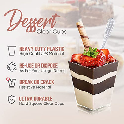  50 Packs 5oz Clear Dessert Cups With Lids And Spoon, Clear Parfait Plastic Mini Appetizer Cups, Small Dessert Cup For Party Event And Catering.