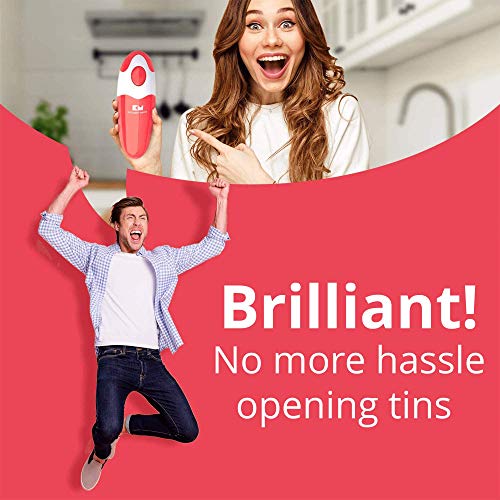  Auto Electric Can Opener: Open Your Cans With A Simple Push Of Button - Automatic, Hands Free, Smooth Edge, Food-Safe, Battery Operated, YES YOU CAN (Red)