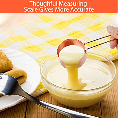  8 Pcs Measuring Cups And Spoons Set Intsun Stainless Steel Rose Gold Measuring Cups & Spoons With Engraved Marking Ruler For Measuring Dry & Liquid Ingredients Baking Cooking, Mixing & Food Processing