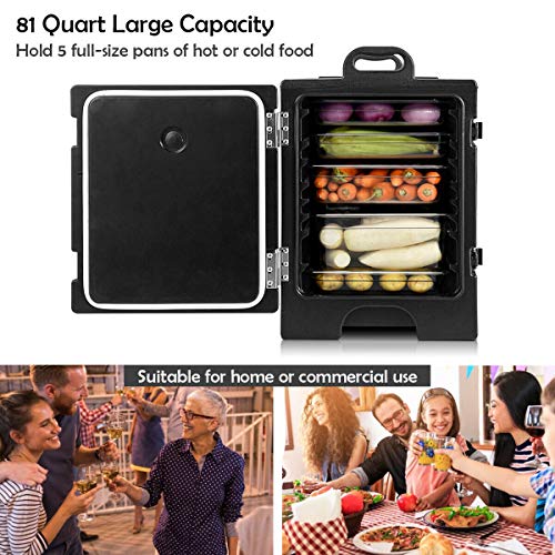  End-Loading Insulated Food Pan Carrier, 5 Full-Size Pan, 81 Quart Capacity, Food-grade LLDPE Material, Portable Food Warmer With Fastener, Ideal For Canteen And Restaurant Use