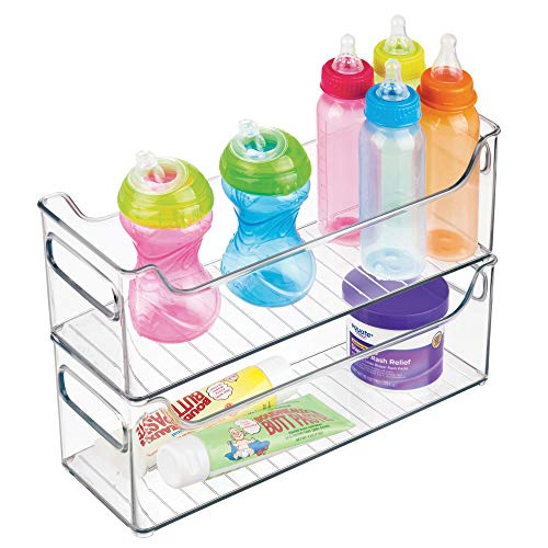  BPA-Free Plastic Pantry And Kitchen Storage, Freezer And Fridge Organizer Bin With Easy Grip Handles – 14.5" X 5" X 5", Set Of 2, Clear