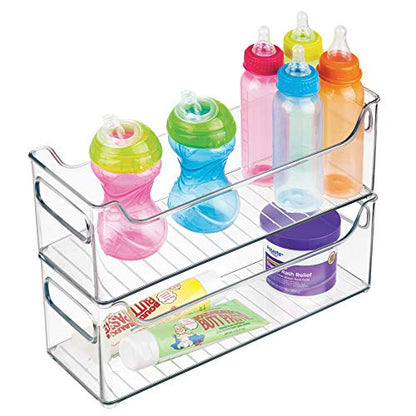  BPA-Free Plastic Pantry And Kitchen Storage, Freezer And Fridge Organizer Bin With Easy Grip Handles – 14.5" X 5" X 5", Set Of 2, Clear