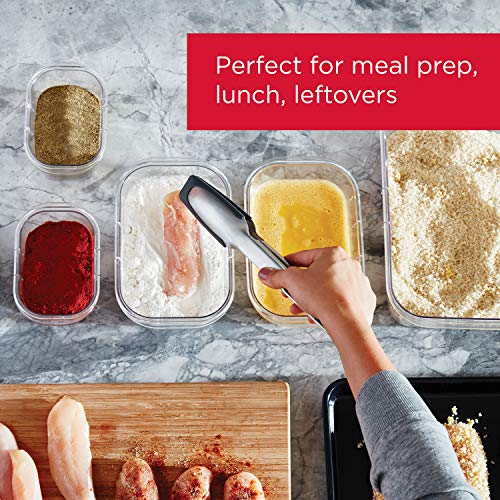 Rubbermaid Leak-Proof Brilliance Food Storage Set | 9.6 Cup Plastic Containers With Lids, 2-Pack, Clear & Brilliance Food Storage Container, BPA Free Plastic, Medium, 3.2 Cup, 5 Pack, Clear