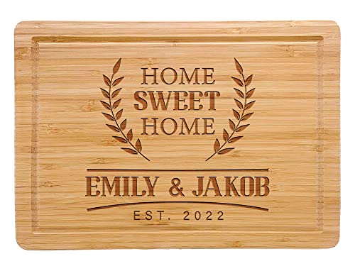  Customized New Home Housewarming Gift, Home Owner Couple Gift Ideas, Personalized Home Sweet Home Bamboo Cutting Board Present For First Home Buyer, Real Estate Engraved Gifts For New Home Buyer Gift
