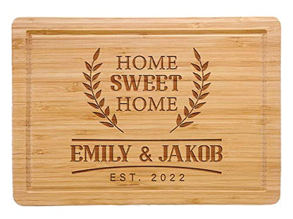  Customized New Home Housewarming Gift, Home Owner Couple Gift Ideas, Personalized Home Sweet Home Bamboo Cutting Board Present For First Home Buyer, Real Estate Engraved Gifts For New Home Buyer Gift