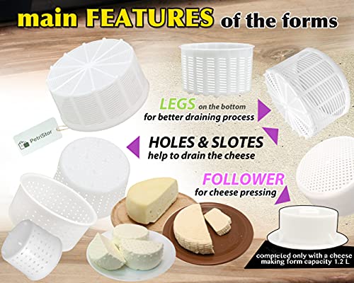  7 Pcs Cheesemaking Kit №1 Butter Punched Сheese Mold Press Strainer Cheese Tofu Press Mold Cheese Making Kit