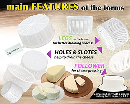  7 Pcs Cheesemaking Kit №1 Butter Punched Сheese Mold Press Strainer Cheese Tofu Press Mold Cheese Making Kit