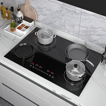  Induction Cooktop, GTKZW 6400W Electric Cooktop, 30 Inch Smoothtop Built-in Electric Stove Top With 4 Burner, LED Touch Screen, 9 Heating Level, Kid Safety Lock, Keep Warm Function