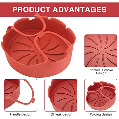  Airfryer Liner For 3-6QT - FDA Tested, Non-Toxic & Eco-Friendly Silicone Solution Against Greasy Air Fryer Liners