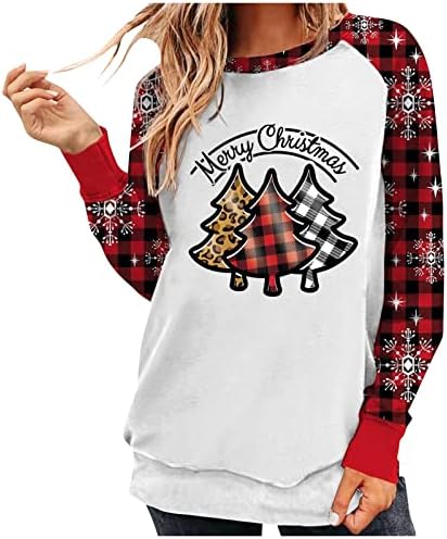  Pullover Sweatshirts For Women Fall Loose Tops Christmas Print Long Sleeve Sweatshirts Plus Size Pullover Top Streetwear