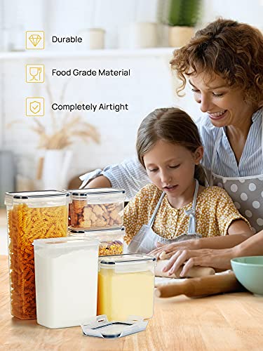  Cereal Containers Storage Set, 16 Pcs Pantry Kitchen Organization And Storage Airtight Food Storage Container, Leakproof 25.2L With Pen, Chalkboard Labels, Measuring Spoon Set