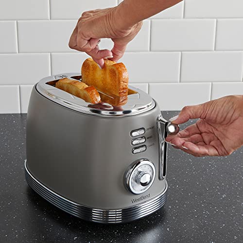  Toaster 2 Slice Retro-Styled Stainless Steel With 4 Functions And 6 Shade Settings, 850-Watts, Gray