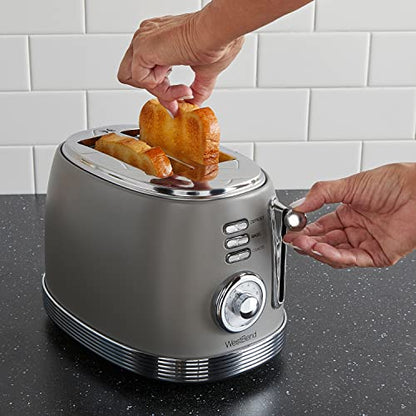  Toaster 2 Slice Retro-Styled Stainless Steel With 4 Functions And 6 Shade Settings, 850-Watts, Gray