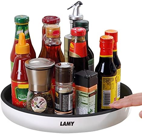 Lamy AMY Lazy Susan Organizer Kitchen Organization, 2 Pack 10 Inch Lazy Susan Turntable For Cabinet, Pantry, Refrigerator And Table, Black