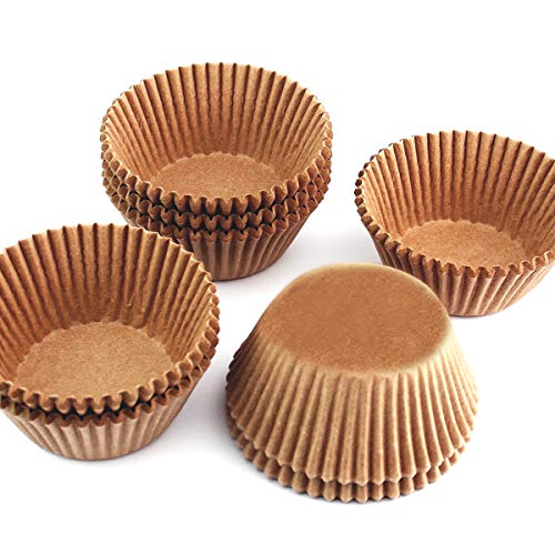  Standard Size Baking Cups Food-Grade Greaseproof Paper Cupcake Liners 200 Pcs (Natural)