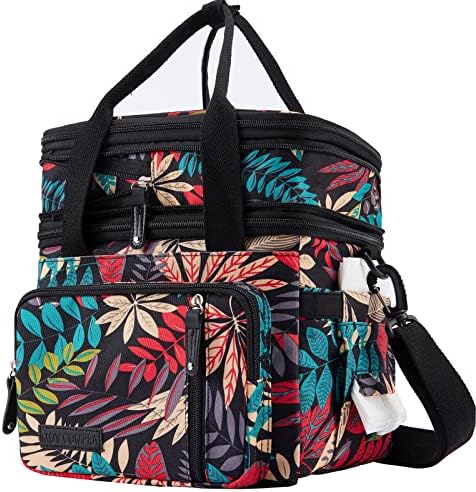  Dult Lunch Box For Work, Expandable Large Lunch Bags For Women Men, Leakproof Double Deck Lunch Box Cooler Tote Bag With Removable Shoulder Strap (Grey)