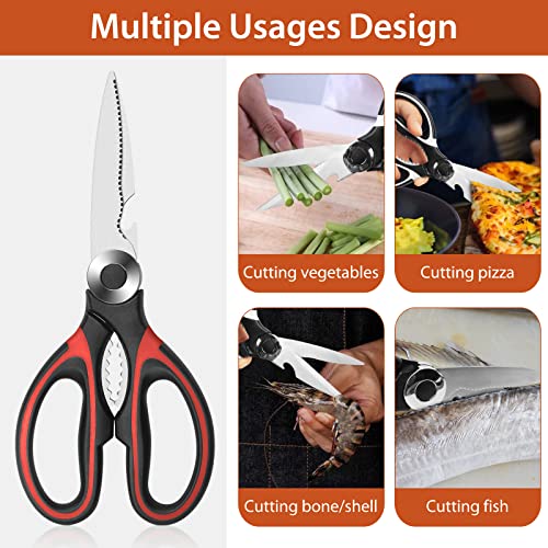  Kitchen Scissors,Heavy Duty Food Scissors,Multipurpose Stainless Steel Food Scissors For Poultry,Fish, Meat, Vegetables Herbs, Bones, Dishwasher Safe,2-Pack Kitchen Shears