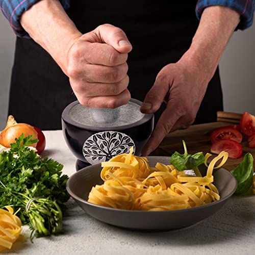  Mortar And Pestle, Made Of Heavy Duty Polished Hard Stone, Natural Stone Grinder For Spices, Pastes, Herbs, Seasoning Etc. (Tree Of Life)