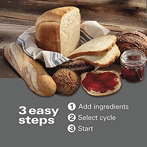  Premium Dough & Bread Maker Machine With Auto Fruit And Nut Dispenser, 2 Lb. Loaf Capacity, Stainless Steel (29888)