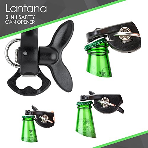  2 In 1 Safety Manual Can Opener (Smooth Edge) & Bottle Opener - Black/Stainless Steel