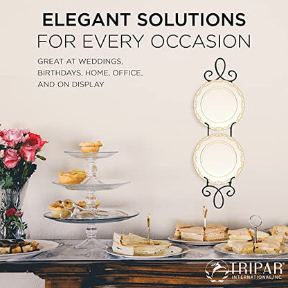  Ripar Augusta 2 Tier Vertical Black Display Plate Rack For Collectible Plates, Plaques, Dishes, & China