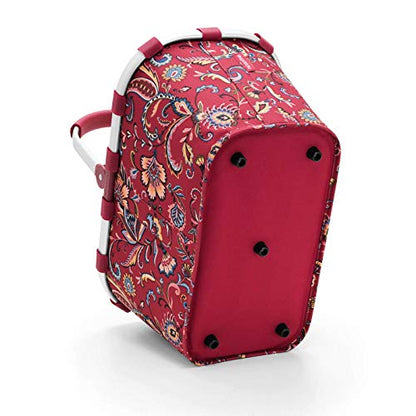  Reisenthel Carrybag Fabric Picnic Tote, Sturdy Lightweight Basket For Shopping And Storage, Paisley Ruby