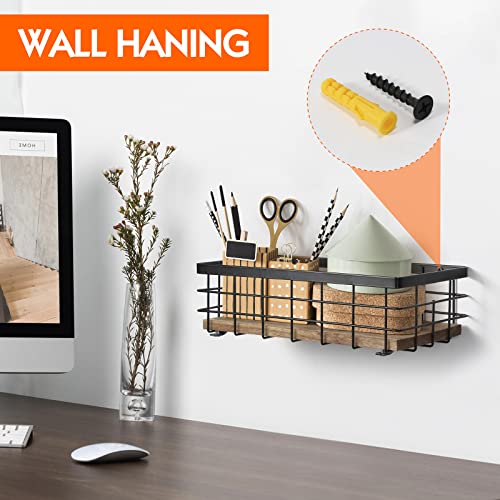  Small Metal Wire Basket, Decorative Wood Base Organizer For Bathroom, Kitchen, Basket For Toilet Paper Storage, Sugar Packet, Coffee Syrup, Guest Towel, Napkin