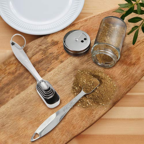 N/A Measuring Spoons Set Of 6 Pieces, Stainless Steel Mental Stackable Tablespoon For Cooking & Baking,Long Handle Design For Spice Jars,Ideal For Dry And Liquid Ingredients