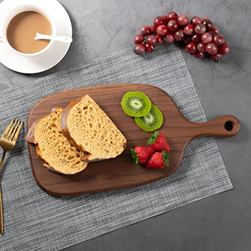  Wooden Cutting Boards For Kitchen, Thick Walnut Wood Chopping Board With Handle, Small Food Serving Board For Meat Veggies Charcuterie Cheese Crackers (15"x7.28"x0.8")