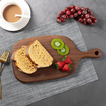  Wooden Cutting Boards For Kitchen, Thick Walnut Wood Chopping Board With Handle, Small Food Serving Board For Meat Veggies Charcuterie Cheese Crackers (15"x7.28"x0.8")