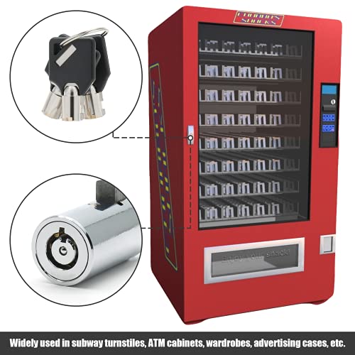 Universal Vending Machine Lock And Key, Soda Machine Lock With Tubular Keyway, Snack Machine Lock Candy Machine Lock Replacement For Coke Machine, Gumball Machine (Keyed Alike)