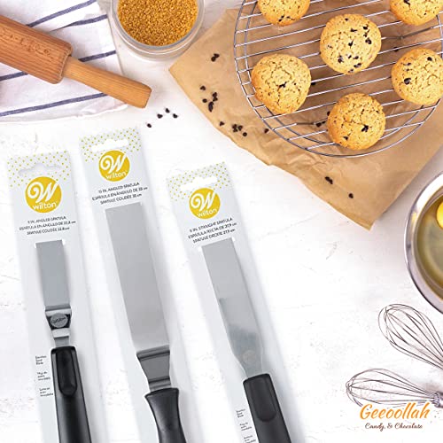  Wilton Spatula Set Cake Decorating Supplies – Set Of 3 Offset Spatula Cake Decorating Tools – Stainless Steel Blade Spatulas For Kitchen Use – Frosting Spatula For Cookie Icing, Cupcakes, Fondant