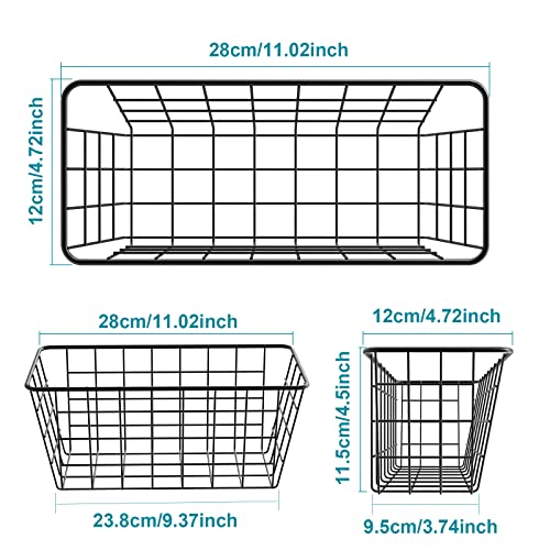  Hanging Kitchen Baskets Wire Storage Basket Adhesive Basket Over The Cabinet Door Organizer No Drilling, For Cabinet Pantry Organization And Kitchen, Bathroom, Storage, 2 Pack, Black